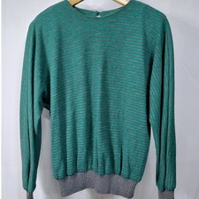 Vintage VRS Concepts Striped Green Blue Sweater USA Made | Size 10