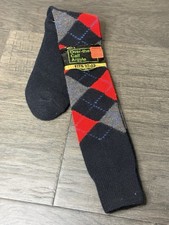 Vintage Argyle Diamond Knee High Socks Pair JCpennys NOS USA Men s 10-13