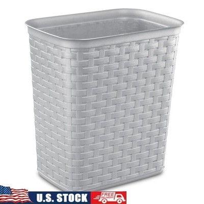 Bathroom Trash Can 3.4 Gallon Plastic Weave Wastebasket Open Top Indoor Use