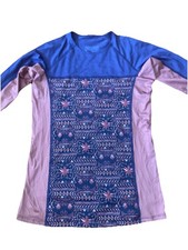 Patagonia Blue Pink Floral Patterened Long Sleeve Rash Guard Juniors Size S