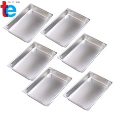 6 Pack Set 2.5" Deep Full Size Steam Table Pans Hotel Prep Buffet Pan
