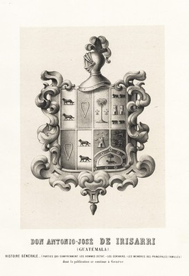 Antonio-Jose de Irisarri Guatemala Wappen coat of arms Lithographie 1869