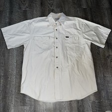 Carhartt Canvas Shirt Mens Large Beige Khaki Utility Workwear Outdoor VTG.