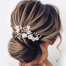 Wedding Bridal Hair Pins, Flower, Rhinestone, Pearls, Accessories, Women, Clip