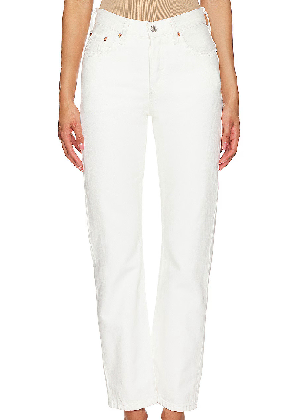 LEVI'S 501 JEANS Classic Straight WHITE DISTRESSED Button-Fly WOMEN'S 30x26