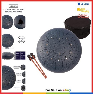 Steel Tongue Drum 12 Inch 11 Notes Complete Kit with Mallets Bag and Songbook