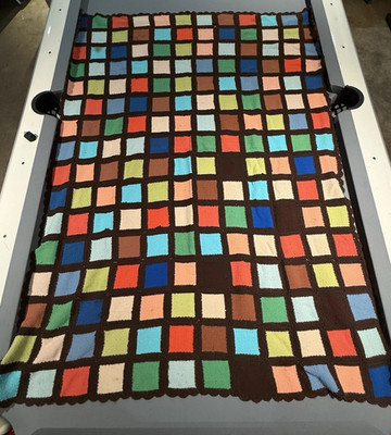 Vtg Handmade Granny Square Crochet Afghan Throw Blanket 48 X 64 Multicolor
