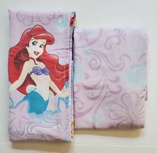 Vtg Disney Little Mermaid Twin Sheets Set Fitted Flat Ariel