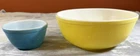 Pyrex Vintage Nesting Mixing Bowls Set Of 2, Yellow #404, Blue #401