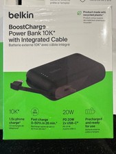 Belkin BoostCharge Power Bank 10k Portable Charger w/ USB-C Integrated Cable New