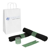 25 Green Rhinestone Napkin Rings - 8 Row Reusable Fasteners