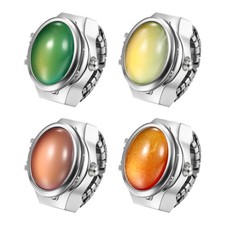 Oval Shape Stone Finger Ring Watch Elastic Band Quartz Analog Men Women Gift