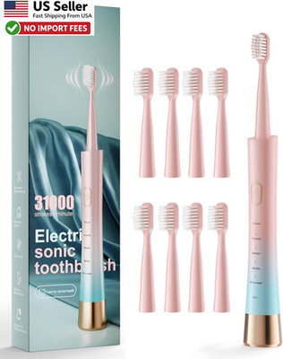 AJELU Rechargeable Sonic Electric Toothbrush Pink Blue Gradient 5 Modes FROM USA