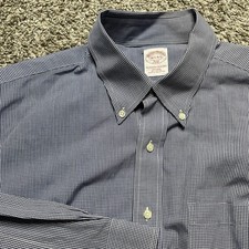 Brooks Brothers Shirt Mens 16.5 4/5 Oxford 346 Original Polo Check Blue White