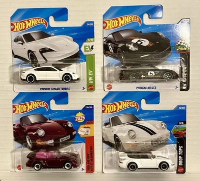 HOTWHEELS 4 x Porsche / 911 GT3 GT 3 964 Cabriolet - Tycan - Turbo S - Konvolut