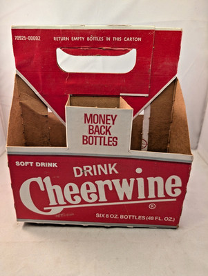 Cheerwine soda bottle carton carrier 6 pack Returnable Party Punch carrier
