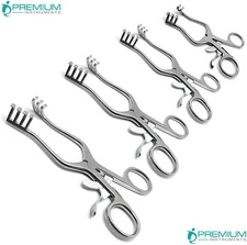 4 Pcs Weitlaner Retractors 4.5", 5.5", 6.5", 7" Blunt 3x4 Prongs Surgical Tools
