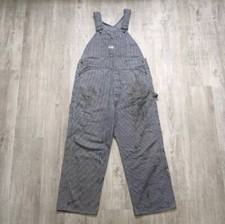 Vintage 1960s Sears Hickory Striped Bibs Overalls Carpenter 38x27 Distressed