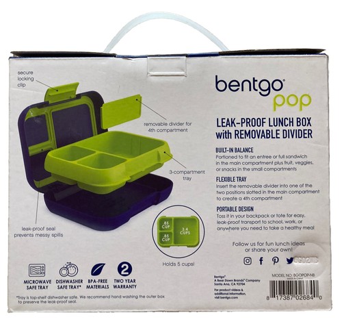 Bentgo Pop Leak-Proof Bento-Style Lunch Box With Removable Divider 3.4 Cup NEW - Picture 3 of 3