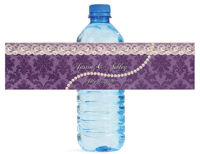 100 Pearls and Lace Wedding anniversary Engagement Party Water Bottle Labels