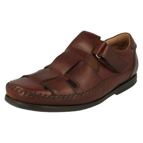 GOODMAN ?? MEN\'S BROWN LEATHER COMFORT SUMMER FLAT SANDALS GOODMAN ?? MEN main image 4