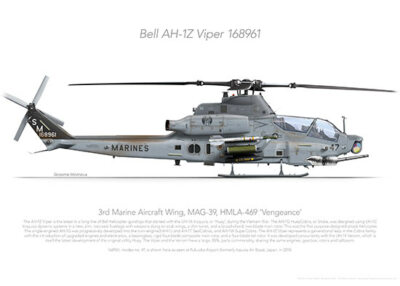 Bell AH-1Z Viper 168961 Vengeance 2018 - A3+ Profile Print | eBay