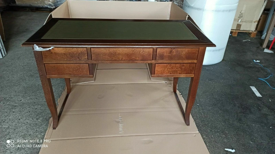 Mobile PC Schreibtisch Büro 5 Schubladen Arte Povera Dunkel Nussbaum 150 CM - Bild 2 von 4