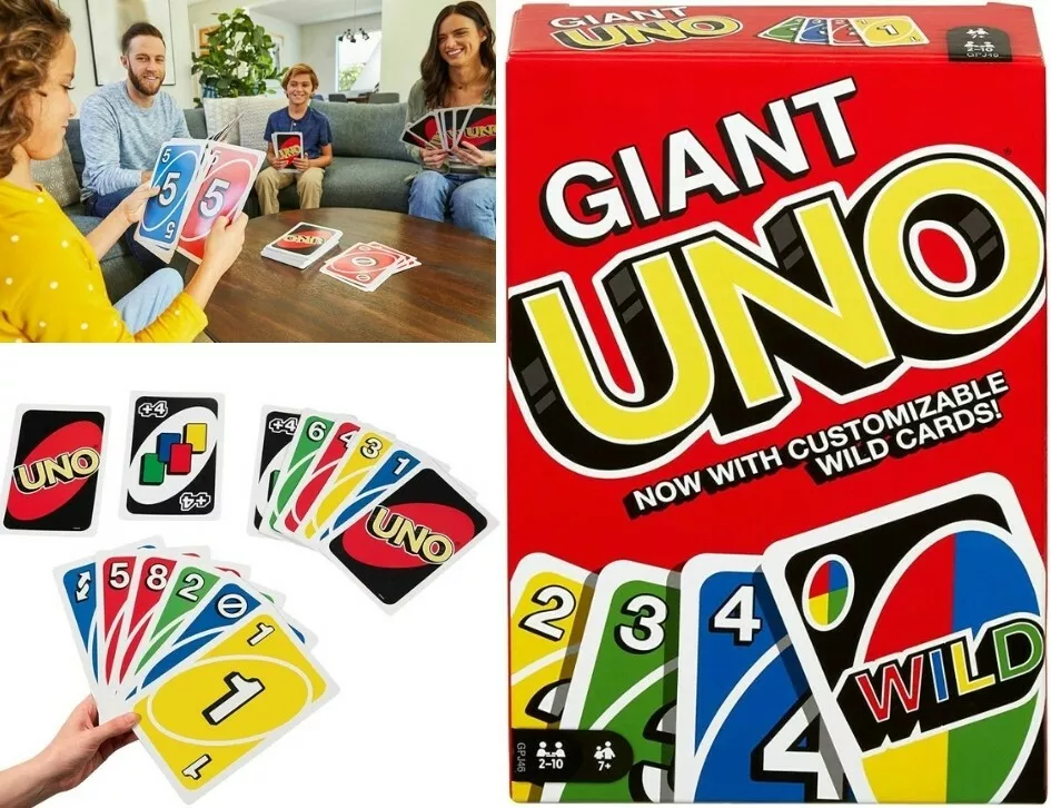 Giant UNO Card Game for Kids, Adults and Family Night, 108 Oversized Cards  for 2-10 Players