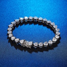 MOISSANITE Tennis Bracelet 5mm Heart Cut D Color VVS1 Women 925 Sterling Silver