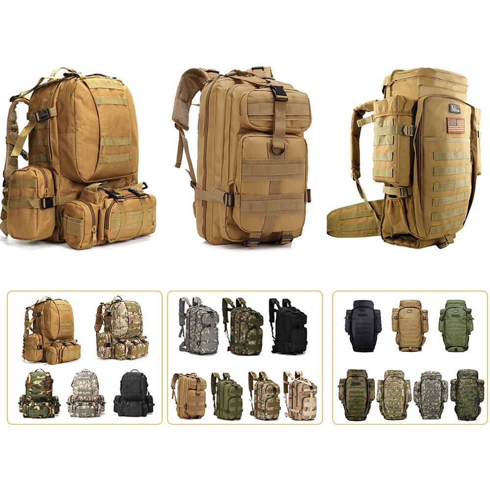 Outdoor Military Bag Tactical Backpack Rucksack Camping Hiking Travel Bag 30-75L