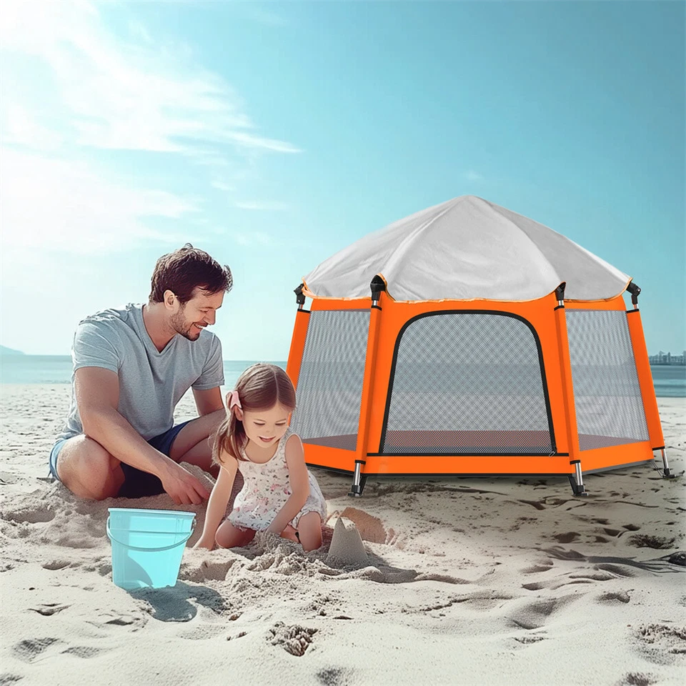 Baby Playpen w/ Canopy Portable Baby Beach Tent Toddler Play Yard Indoor Outdoor - Image 2 of 4