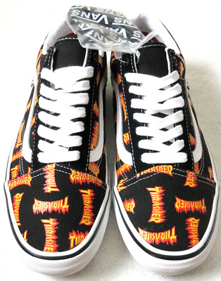 Vans x Thrasher Men's Skate Old Skool Black Multi Logo Canvas shoes Size 9 NIB