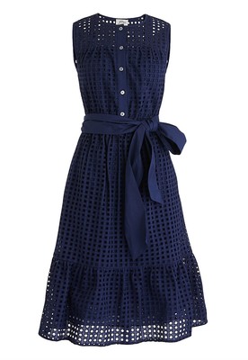 j crew navy eyelet dress