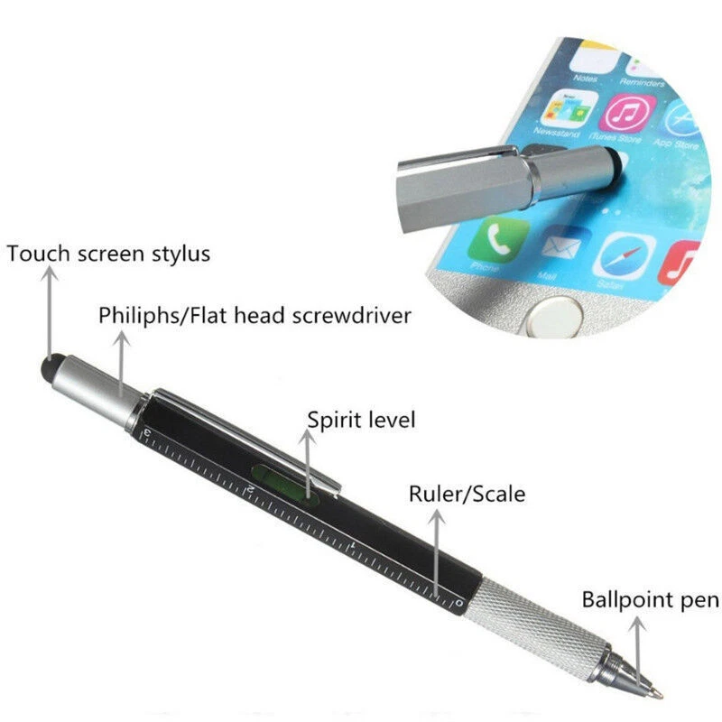 Multifunction 6in1 Screen Stylus Ballpoint Pen + Ruler Screwdriver Tool - Image 4 of 4