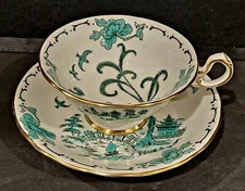 ROYAL CHELSEA PEKIN WIDEMOUTH CUP AND SAUCER SET ENGLAND