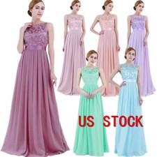 Women's Bridesmaid Dresses Floral Lace Chiffon Maxi Dress Evening Party Gown
