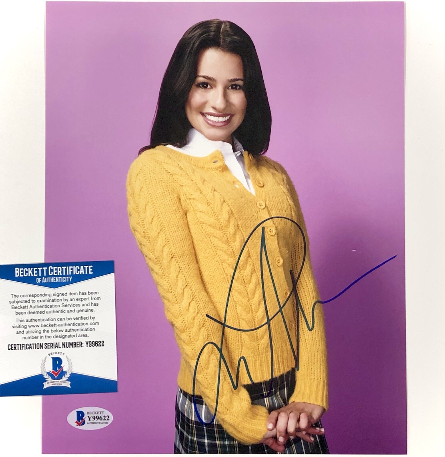 Lea Michele Autographed Signed 8x10 photo ~ Beckett BAS COA Glee / Scream Queens 