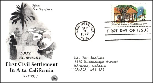 USA FDC - 1977 - Alta California 1st Settlement, Scott # 1725 Artcraft