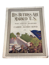 WWI Era Sheet Music with Service and President Flag (Army USMC USA Marines Corps