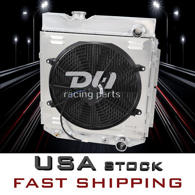 3 ROW ALUMINUM RADIATOR&SHROUD&FAN FOR 1963-1966 64 65 FORD MUSTANG FALCON COMET