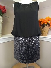 Adrianna Papell Black/platinum Silver Sequined Formal dress Size 10