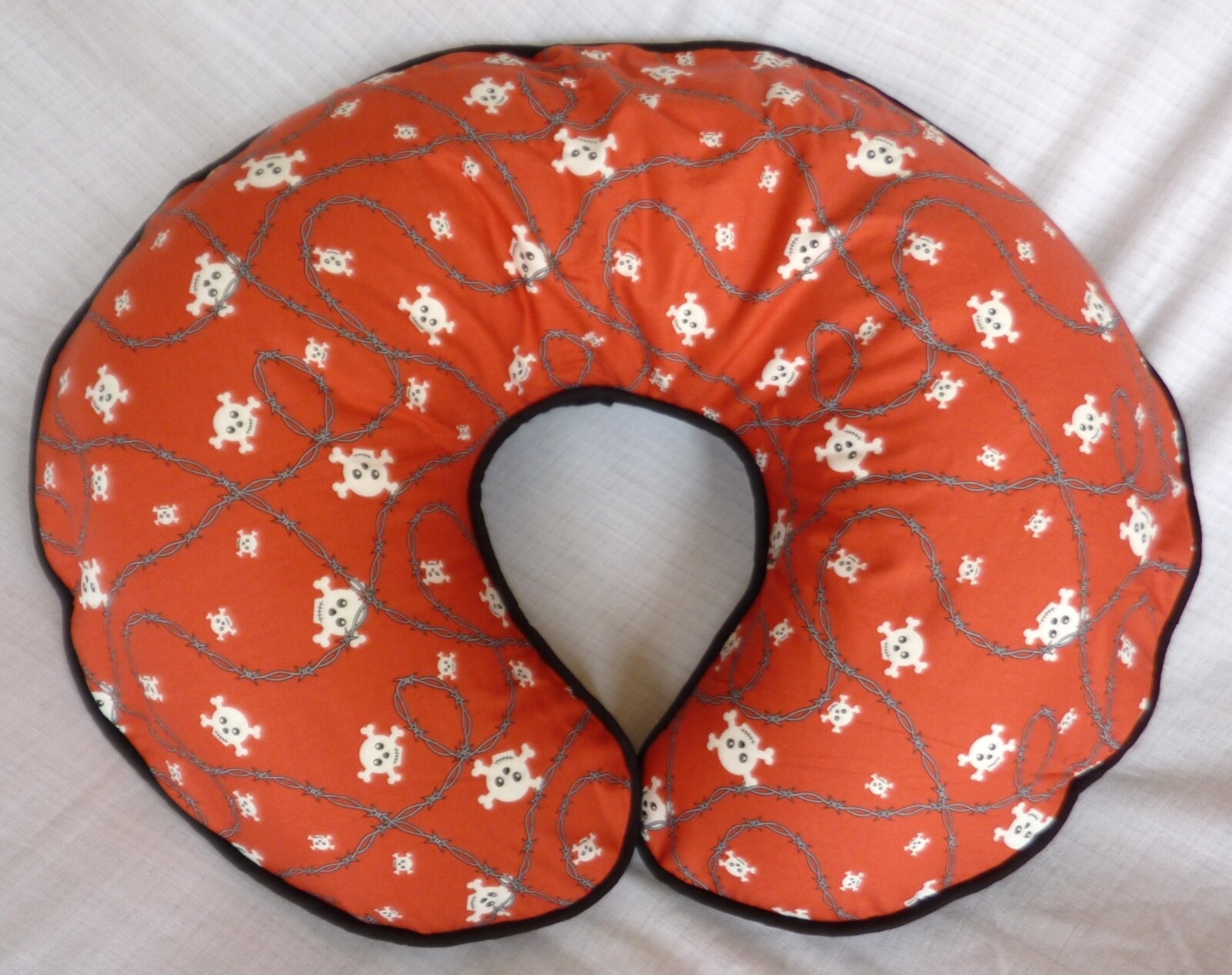 Red Skulls and Barbwire Nursing Pillow Cover - fits Boppy - Sample Sale-image