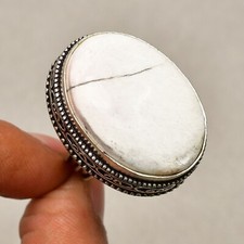 Howlite Gemstone 925 Sterling Silver Handmade Jewelry Ring Size 9