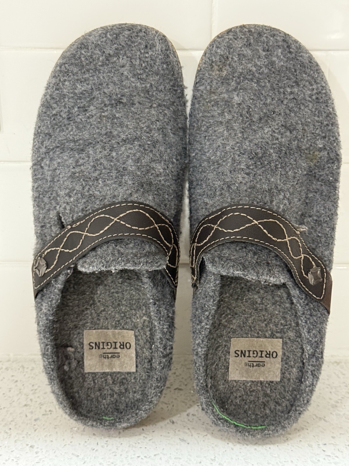 SAOLA Pantofole donna Earth Origins lana grigie taglia 7 5 usate buone suola rigida