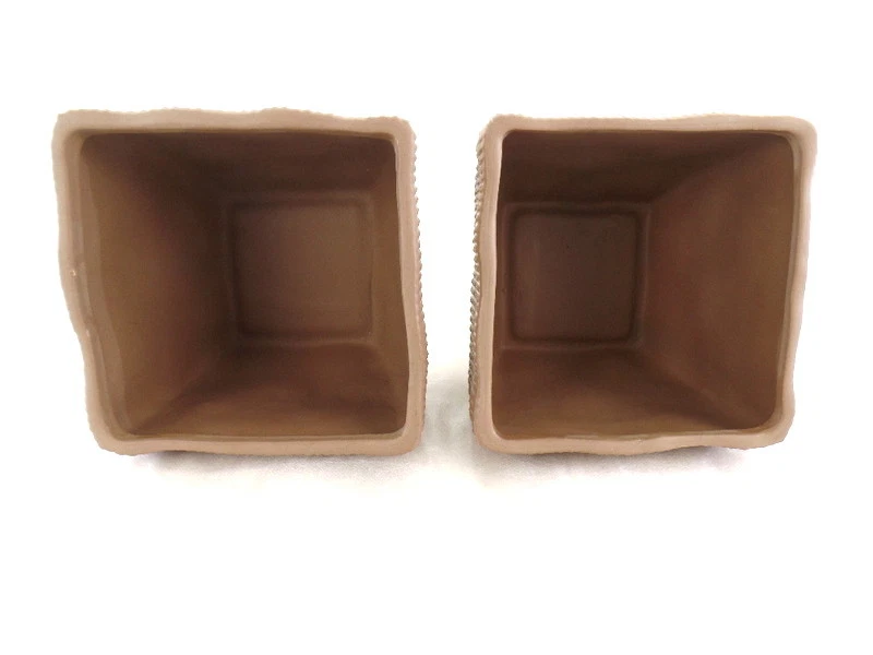 Töpfe 2 Übertöpfe 13 cm Hoch hellbraun quadratisch Pflanzen Dekoration - Bild 4 von 4