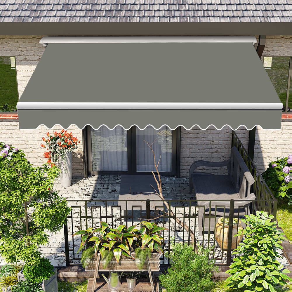 Half Cassette Electric Awning Garden Sun Shade Canopy Retractable 2.5x2M Grey