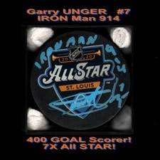 Garry UNGER St. Louis BLUES #7 IRON Man 413 Goals SIGNED STL All-STAR PUCK COA  