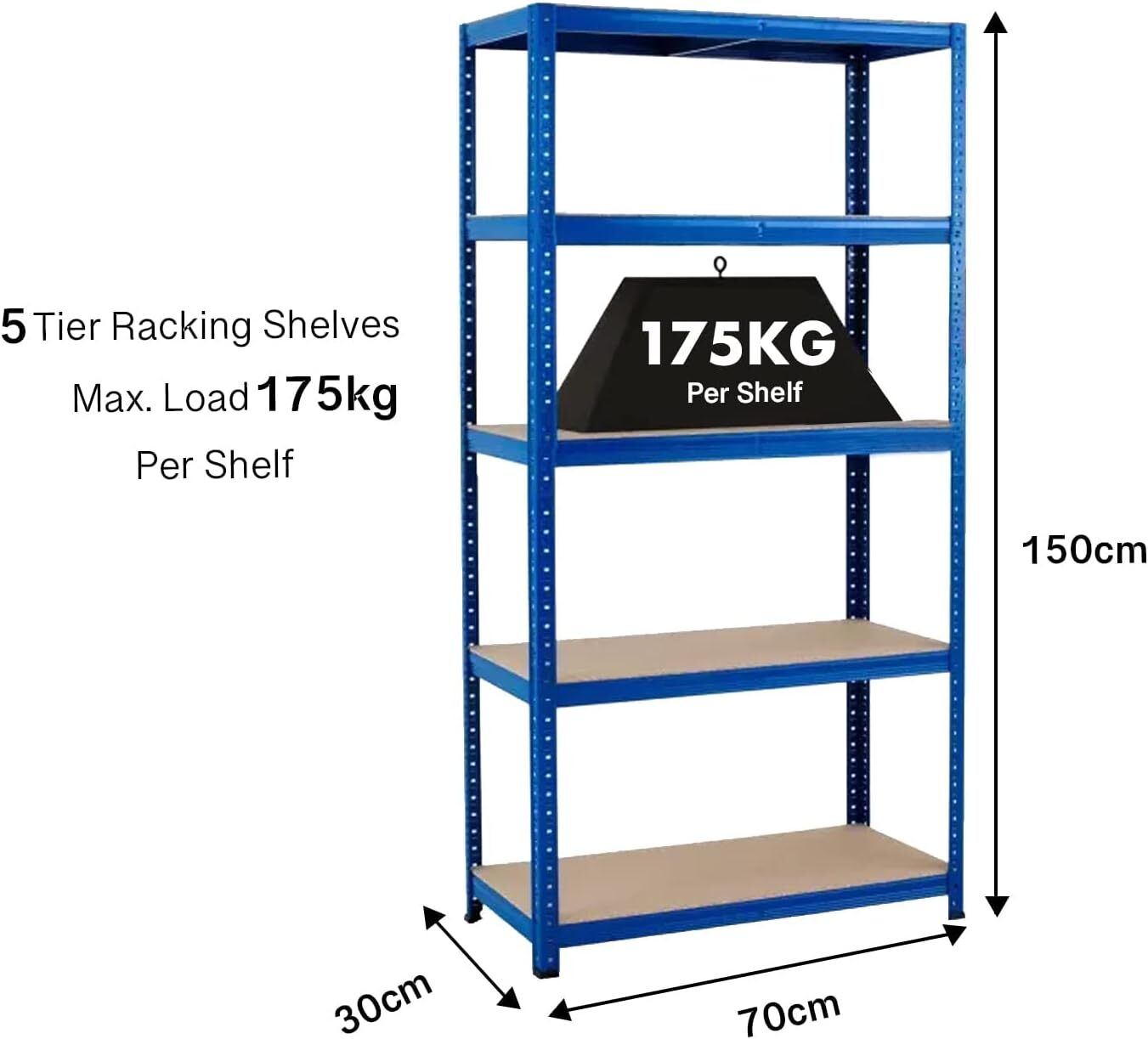 5 Tier Racking Heavy Duty Garage Shelving Storage Shelves Boltless Steel Unit eBay