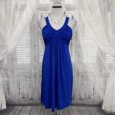 Calvin Klein Size 2 Royal Blue V-neck A-line Mini Dress Rayon Sleeveless B39