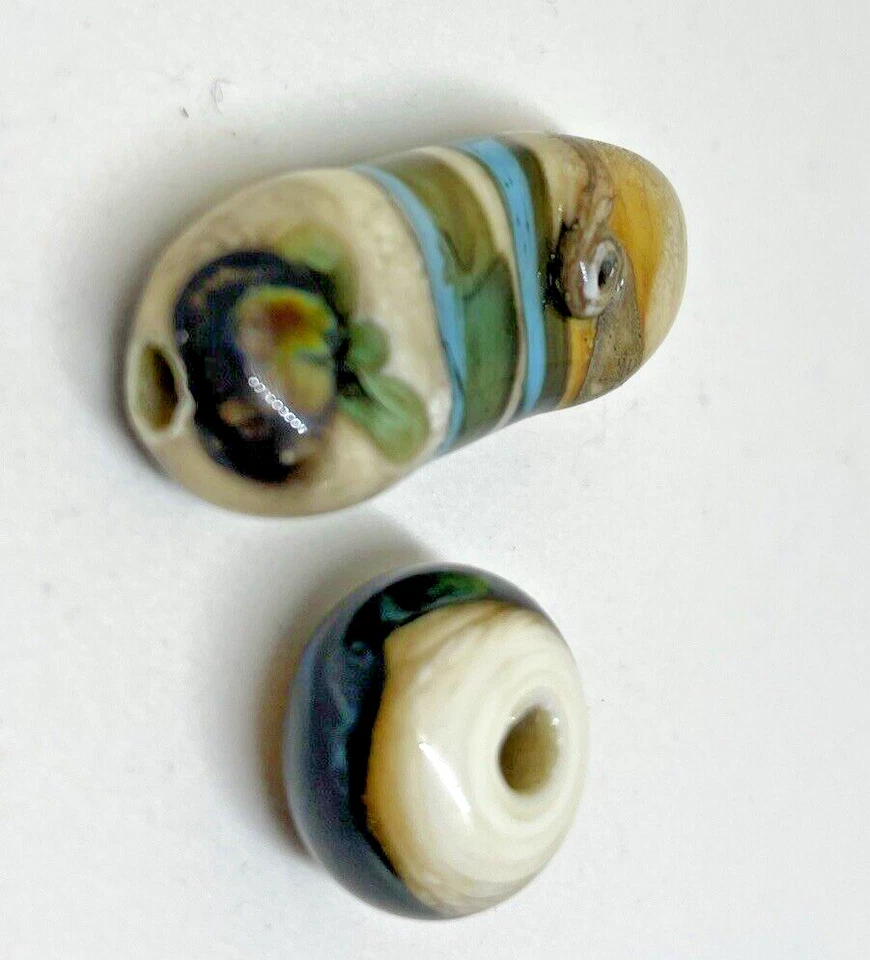Glass Lampwork Bead SRA Glass Donut And Focal Beach Look - Image 3 of 4